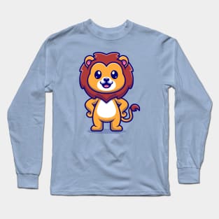 Cute Lion Standing Cartoon Long Sleeve T-Shirt